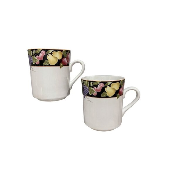 Vitromaster Fruit Garden Stoneware Set of 2 Coffee Mugs Tea Cups - Picture 1 of 6